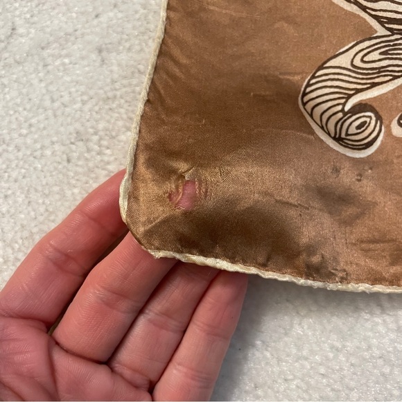 Silky Square Scarf with Yellow Roses & Twiggy Floral Vine Pattern - Picture 4 of 11